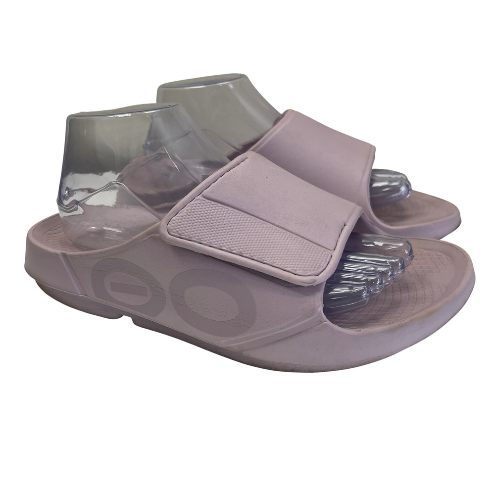 OOFOS OOahh Sport Flex Slide Women 10 Stardust Pink Recovery Sandal Adjustable